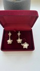 Vintage 925 Sterling Silver Cultured Pearl Jewelry Set     Ring   Earrings