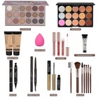 All In One Makeup Kit For Women And Teens Brown Cosmetic Set For Travel And Gift