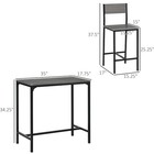 Industrial Counter-height 3pc Bar Table High Back Stool For Dining Room
