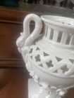 Vintage White Italian Swan Roses Urn Vase  Floral Italy Vase Neo Classical