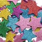 270pcs Self Adhesive Star Shaped Wall Stickers - Colorful Glitter Foam Star