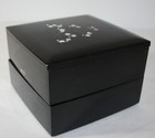 Black Lacquer 2 Tier Square Trinket Jewelry Box Floral Design 5 75  X 3 75 h