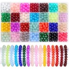700 Pieces Glass Beads For Jewelry Making  28 Colors 8mm Crystal Beads