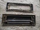 Antique Corbin Solid Brass Post  Letter Mail Box Postal Slot Door Plate 