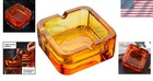 Crystal Glass Ashtray- Vintage Square Design For Home  Office  Bar - Heavy Duty