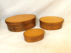 Vintage Primitive 3 Small Shaker Finger Banded Stacked Oval Pantry Boxes Lot