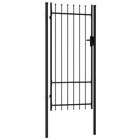 Vidaxl Fence Gate Single Door With Spike Top Steel 3 3 x6 6  Black