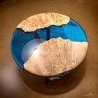 Blue Epoxy Resin Round Coffee Side Table     Modern Accent Table For Living Room