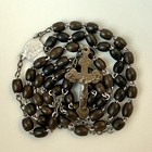 Vintage To Antique French Dark Wood Bead Catholic Rosary Marked France