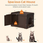 Durable 2 Door Wood Cat Litter Box Enclosure Pet Cat House Washroom Brown
