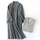 Men Kimono Yukata Pajamas Cotton Japanese Bathrobe Robe Gown Nightwear Home