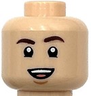 Lego New Light Nougat Minifigure Head Dual Sided Dark Brown Eyebrows Dimple