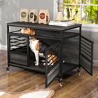 39  Heavy Duty Dog Cage Indoor Wooden Dog Kennel End Table W 2 Doors   Wheels