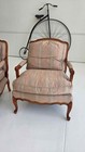 French Louis Xv Style Bergere Chair With Pink And Blue Silk Damaske Upholstery