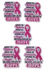 5 Pc - Breast Cancer Hope - Acrylic Flatback Charms - For Badge Reels Diy Crafts