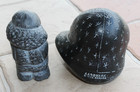 2 Vtg Eskimo Inuit Soap Stone Carved Eskimo Head   Baby   Child Sculpture  Ak