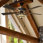 Stained Glass Ceiling Fan With Lights Pull Chain 3 Light Chandelier 52  Bronze