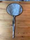 Vintage Hand Held Round Vanity Silver Plate Mirror