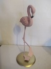 Vintage 7 Inch Resin Pink Flamingo With Metal Legs On Stand