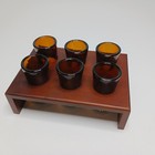 Beer Top Shot Glass With Wood Display Stand - 6 Glass Set 
