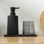 Small Matte Black Soap Dispenser For Bathroom And Kitchen  Striped Plastic Pump