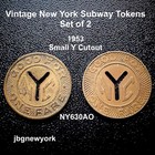 1953 New York City Subway Token  Set Of 2  Vintage New York City   76a