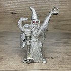 Vintage Pewter Wizard Figurines Lot Of 4 Spoontiques Fantasy Dragons Crystal 90s