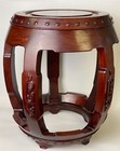 Antique Chinese Hongmu Wood Barrel Stool Hand Carved Ming Style Huanghuali 19 In