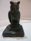 One Small Vintage Mcm Cast Metal Perched Horned Owl On Book Bookend    A19