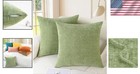 Sage Green Chenille Throw Pillow Covers 18x18 Inches - Pack Of 2  Cozy Elegance