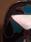 Vintage Native American Peyote Bird Zuni Inlay Signed Rm  Roughly 3  Bolo Tie