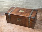 Large Victorian Antique Brass And Wood Writing Slope Box Lap Desk English