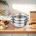 3 Tier Steam Pot Stainless Steel Steamer For Vegetable Dumpling Stock Sauce Food