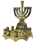 Vintage Judaica Jewish Hanukkah Menorah Judaism Jerusalem Hebrew Israel By Abada