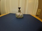 Antique Hand-painted Satin Glass Perfume Bottle W  Silver Top  pansy 