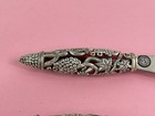 Godinger Silver Art Co Ltd Filigree Red Glass Insert Cake   Bread Knife