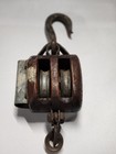 Vintage Wooden Double Block Pulley Iron Hook Sheaves 9  Long Barn Farm  Nautical