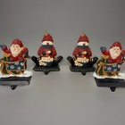 Vtg Russ Berrie Heavy Cast Iron Set 4 Stocking Holder Hanger Santa Snowman 1990s