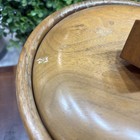 Vintage Mcm Solid American Walnut Inlaid Wood Ice Bucket With Pyrex Glass Liner