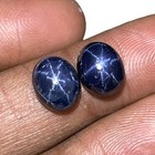 2 Pcs Natural Star Blue Sapphire 10x8mm Oval Loose Cabochon Gemstones Lot
