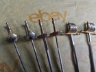Vintage Set Of 6 Toledo Steel Cocktail Picks  Multicolor Swords  3 25  No Holder