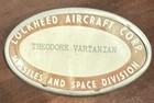 Lockheed Aircraft Corp  Missiles   Space Division Oval Metal Name Badge Pinback