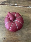 Antique Vintage Red Tomato Pin Cushion Cotton Handmade Folk Art Sewing