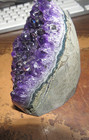 Large  Deep Dark Amethyst Crystal Cluster Geode  Uruguay Cathedral  Polished Rim