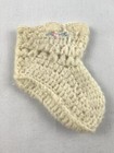 Vintage Hand Crocheted Baby Booties Cream Floral Trim Pre-owned