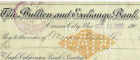 Cancelled Check The Bullion And Exchange Bank Carson City Nevada Oct  16th  1900