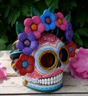 Day Of The Dead Sugar Skull Frida Kahlo Handmade Mexico Puebla Folk Art Medium