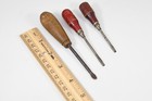 3 Vintage Antique Wood Handle Sewing Machine Flat Head Screwdrivers 3 5 