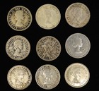 Lot Of 9 Canada Quarters Dated 1953-1962  Qeii  80  Silver  Inv 1a092