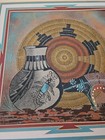 Vtg Orig Navajo Sand Painting Framed Matted Signed Anthony Largo 18 5  X 18 5 